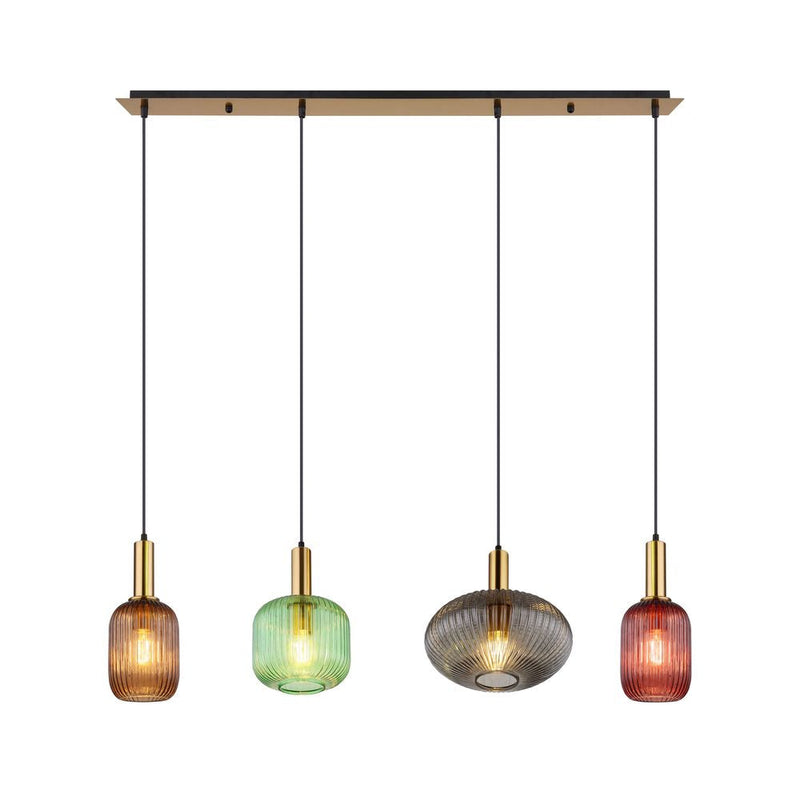 Linear suspension Globo Lighting NORMY metal brass E27 4 lamps