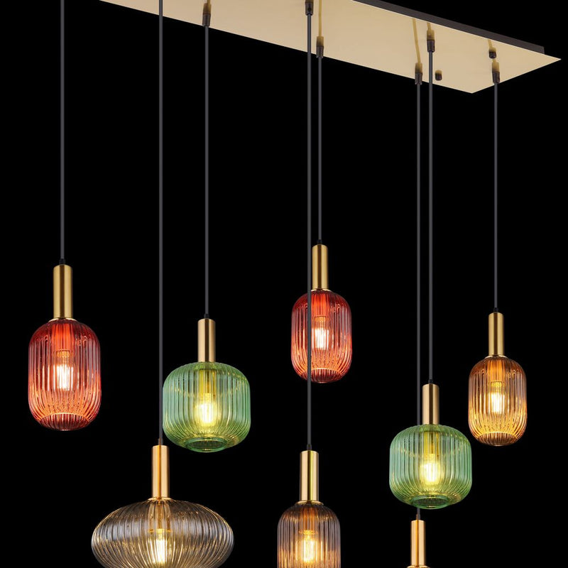 Linear suspension Globo Lighting NORMY metal brass E27 8 lamps