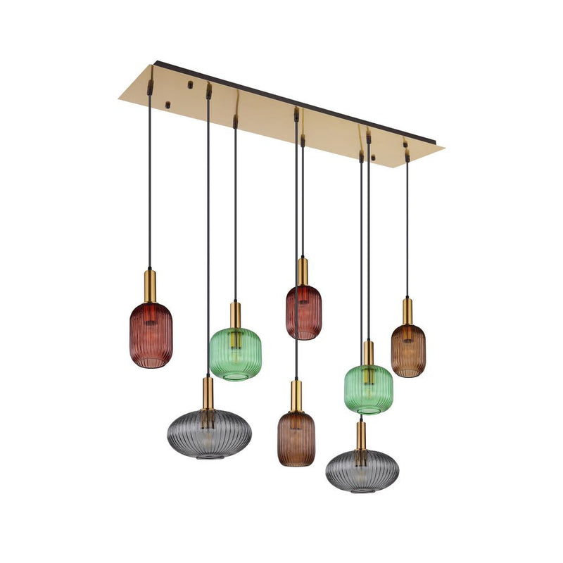 Linear suspension Globo Lighting NORMY metal brass E27 8 lamps
