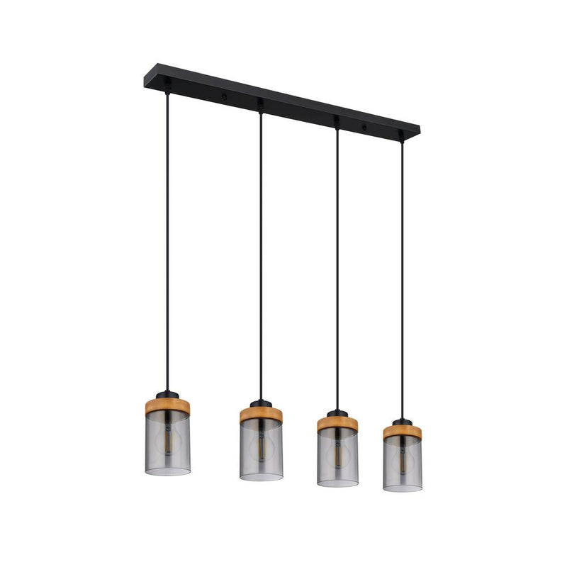 Linear suspension Globo Lighting FINCA metal black E27 4 lamps