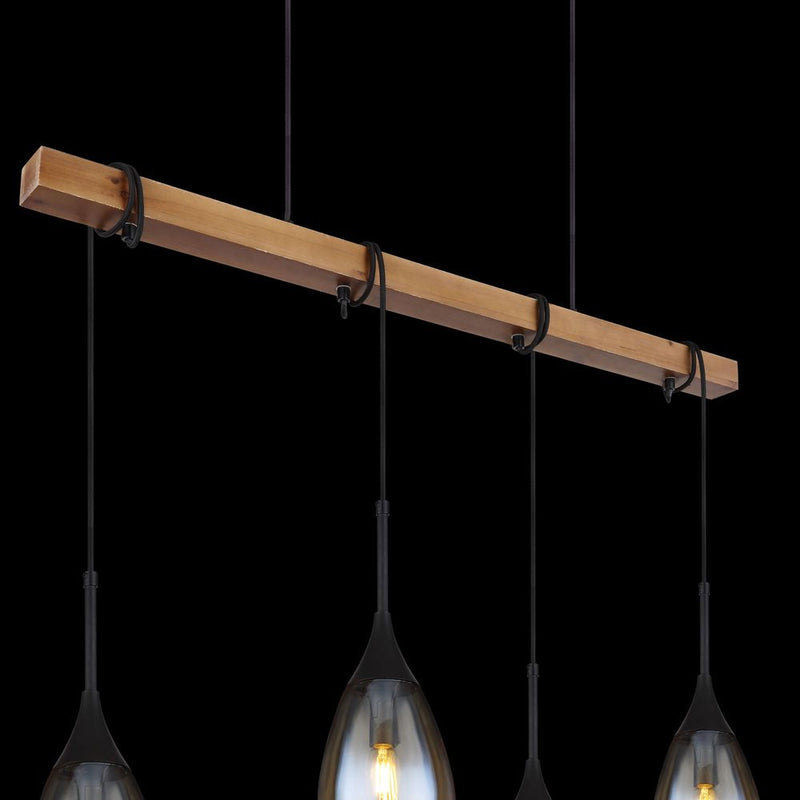 Linear suspension Globo Lighting P?RON metal black E14 4 lamps