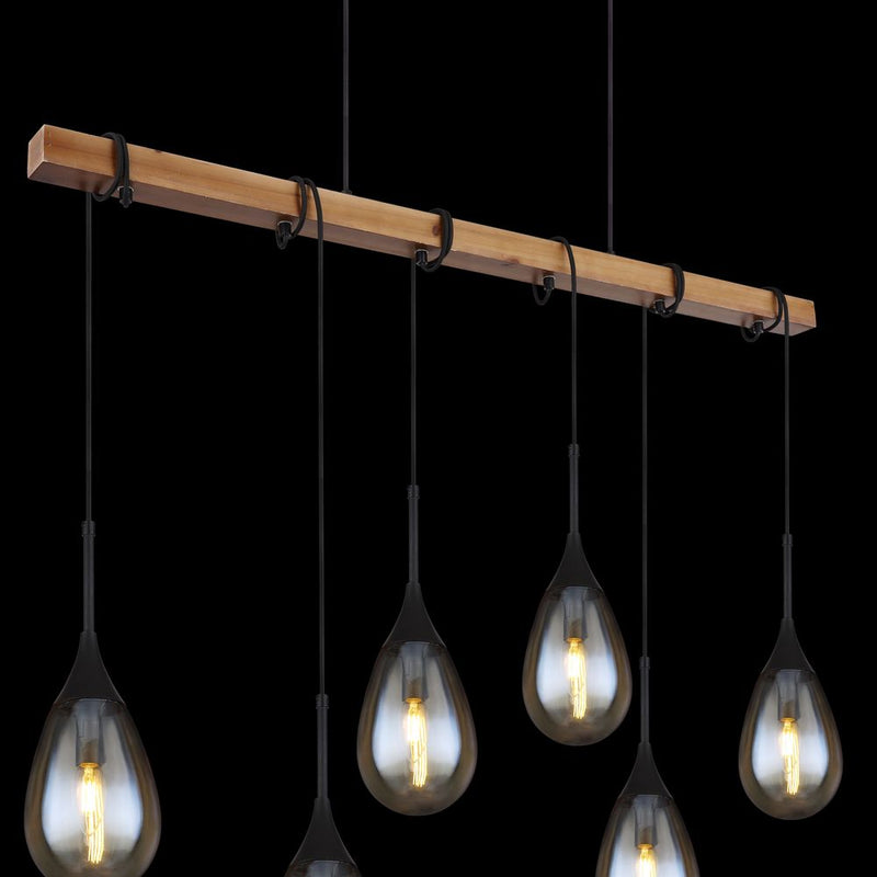 Linear suspension Globo Lighting P?RON metal black E14 6 lamps