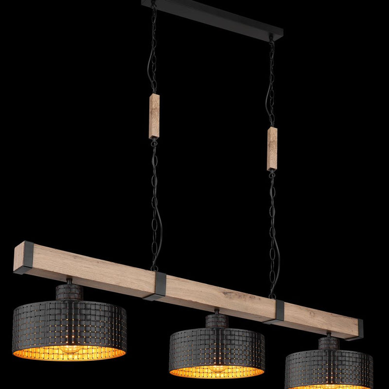 Linear suspension Globo Lighting RIELLY metal black E27 3 lamps