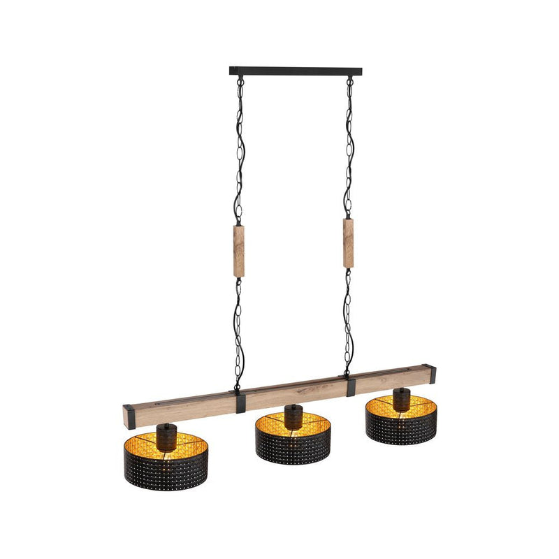 Linear suspension Globo Lighting RIELLY metal black E27 3 lamps