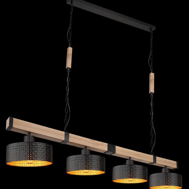 Linear suspension Globo Lighting RIELLY metal black E27 4 lamps