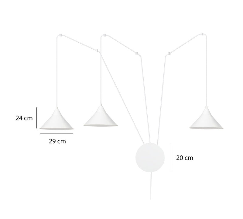 ABRAMO pendant lamp 3L, white, E27