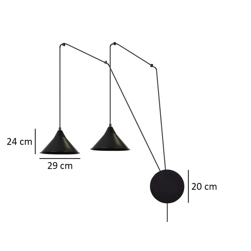 ABRAMO pendant lamp 2L, black, E27