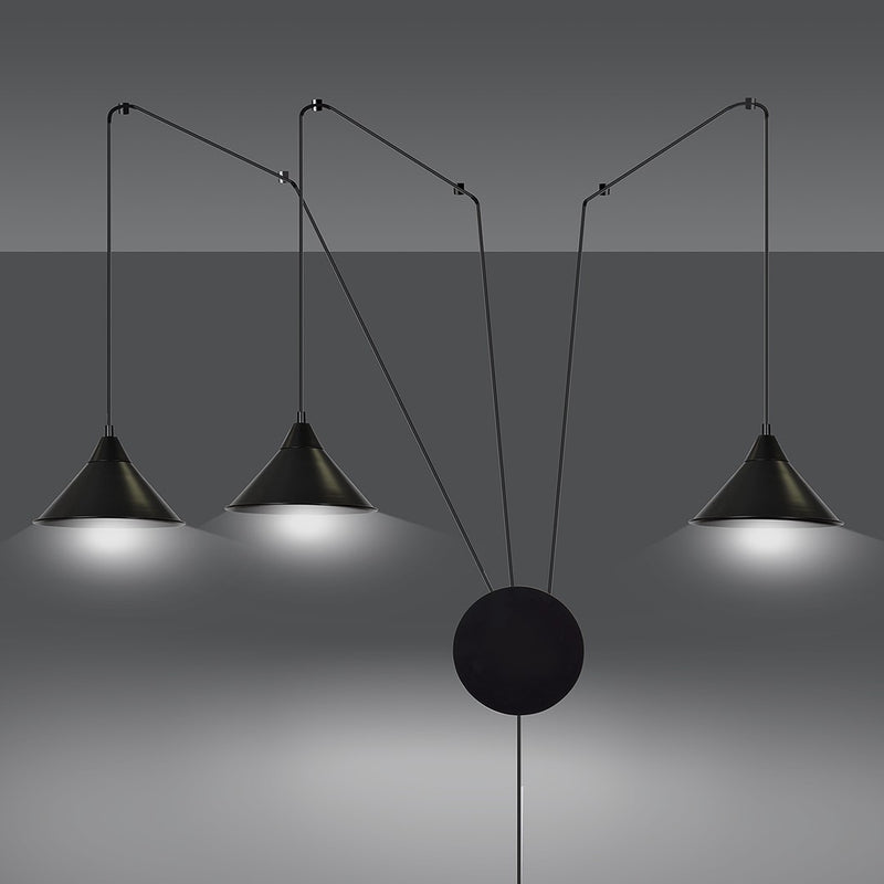 ABRAMO pendant lamp 3L, black, E27