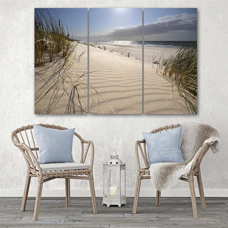 Three piece picture deco panel, Dunes on the beach