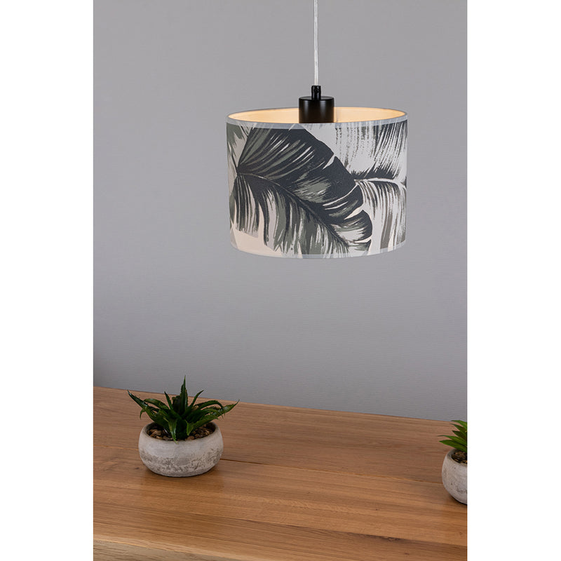 Madera Pendant Lamp 3xE27 Max.40W Black/Transparent PVC Cable/Gray-Green FSC Wallpaper