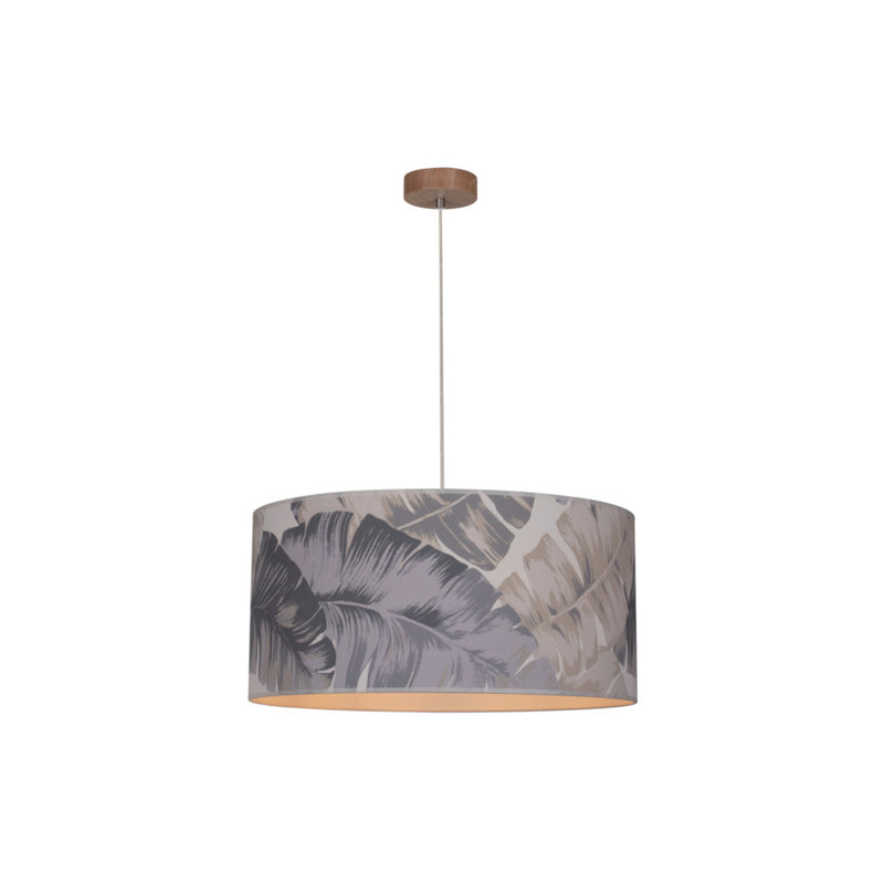 Lobos Wooden FSC Pendant Lamp 1xE27 Max.60W Oiled Oak/Transparent PVC Cable/Gray-Blue FSC Wallpaper