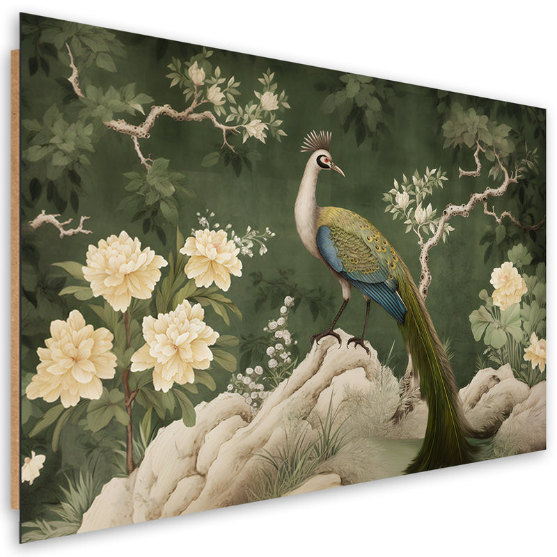 Deco panel picture, Oriental peacock green