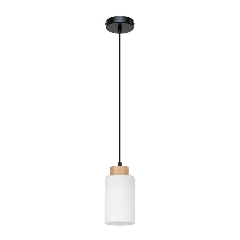 Bosco Hanging Lamp 1xE27 Max.60W Black / Black PVC / Oiled Oak / White