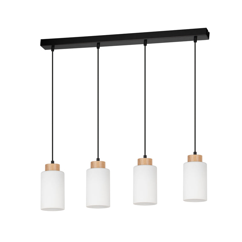 Bosco Hanging Lamp 4xE27 Max.60W Black / Black PVC / Oiled Oak / White
