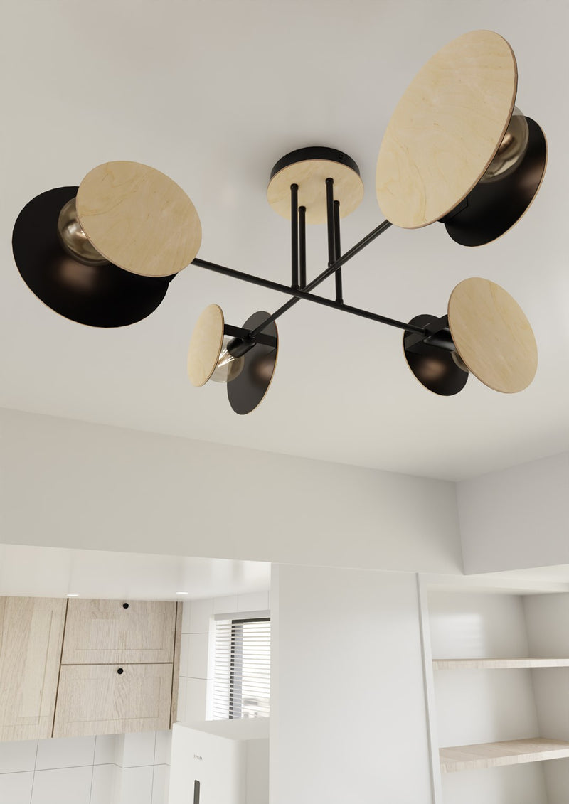 ZITA ceiling lamp 4L, black, E27
