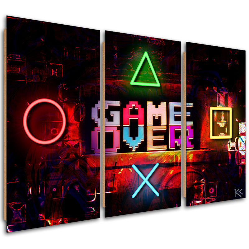 Panel decorativo con imágenes de tres piezas, Game Over para el jugador