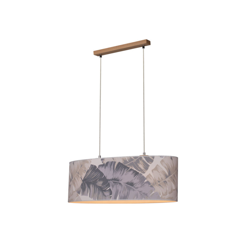 Lobos Wooden FSC Pendant Lamp 2xE27 Max.40W Oiled Oak/Transparent PVC Cable/Gray-Blue FSC Wallpaper