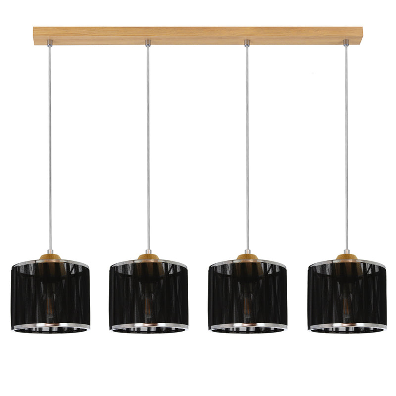 Anina Hanging Lamp 4xE14 Max.25 Oiled Oak / Transparent PVC / Black-Chrome