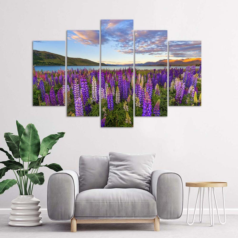 Five piece picture canvas print, Lavender scent