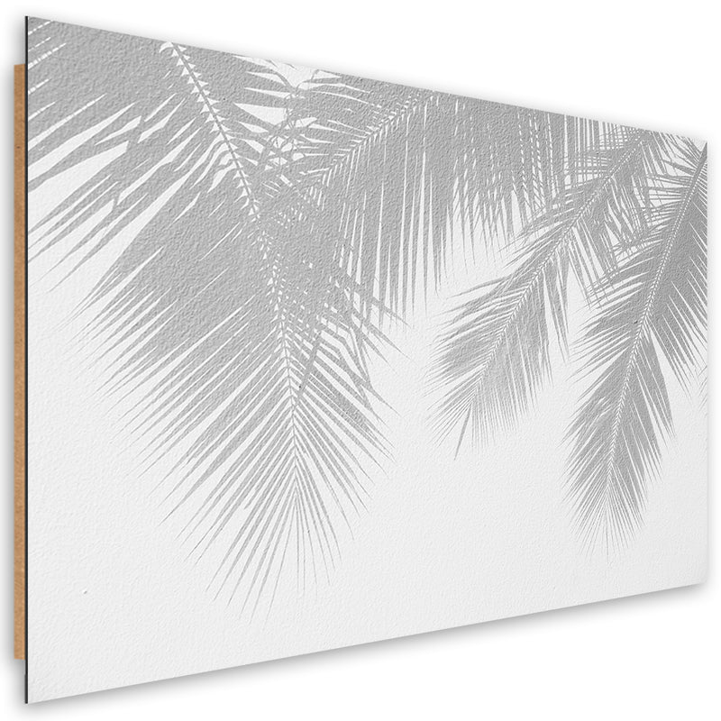 Deco panel print, Gray palm leaves