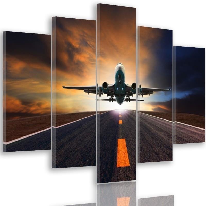 Five piece picture canvas print, Aeroplane