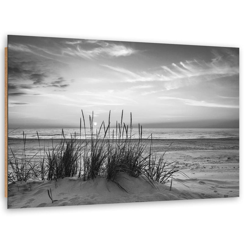 Deco panel print, Grasses on the beach - black and white