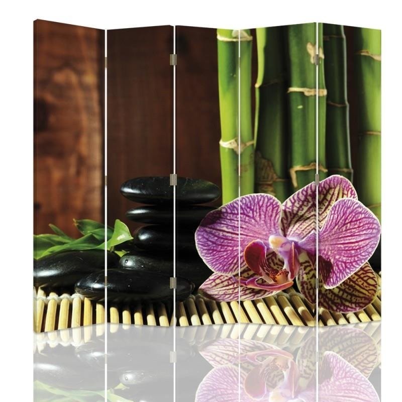 Room divider Double-sided, Pebbles and orchids