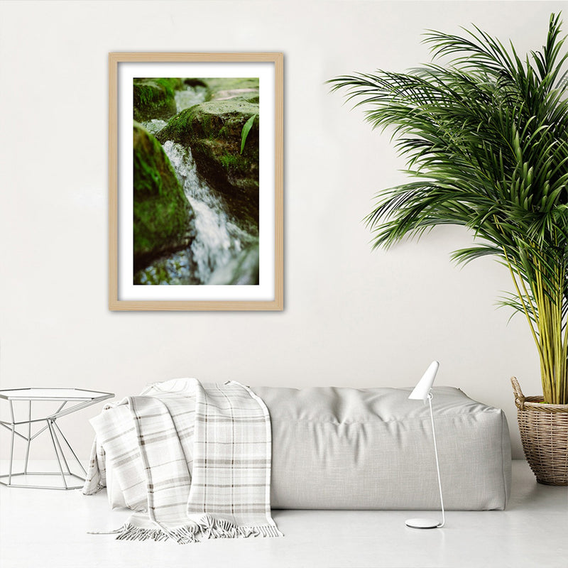 Picture in natural frame, Rushing river