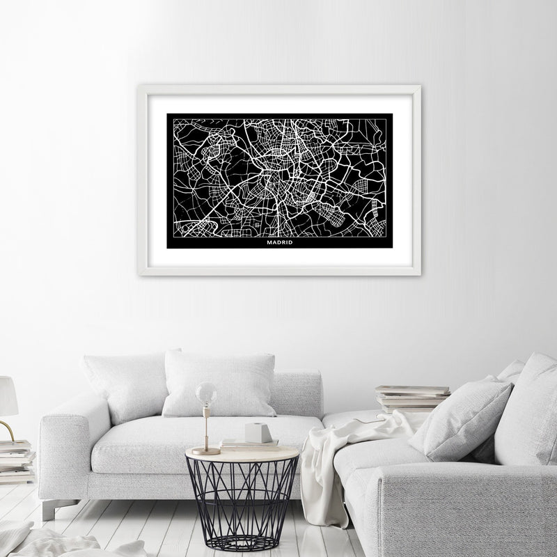 Picture in white frame, City plan madrid