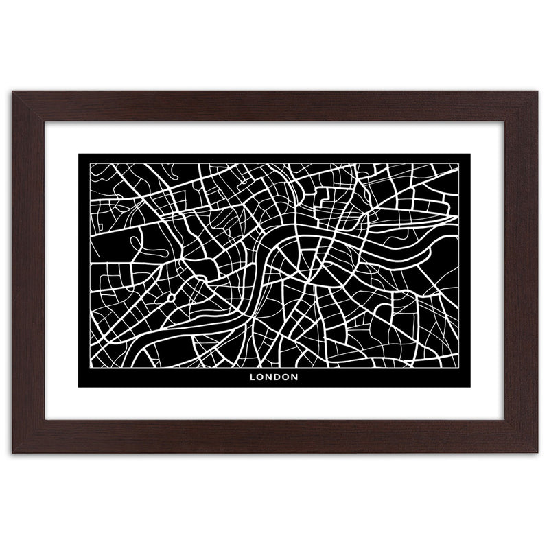 Cuadro en marco marrón, Plano de la ciudad de Londres