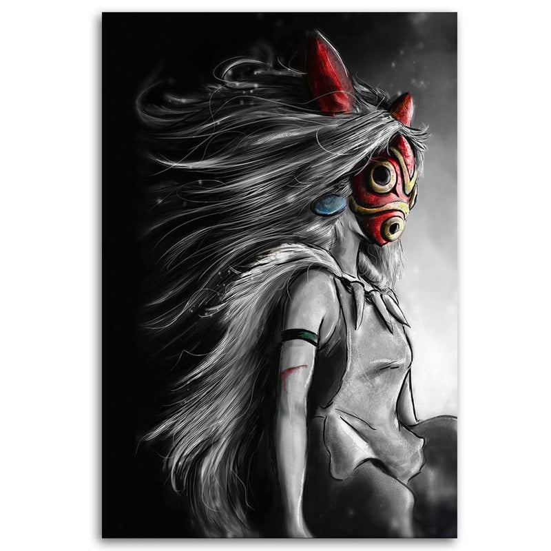 Estampado de panel decorativo, Princesa Mononoke con la máscara roja