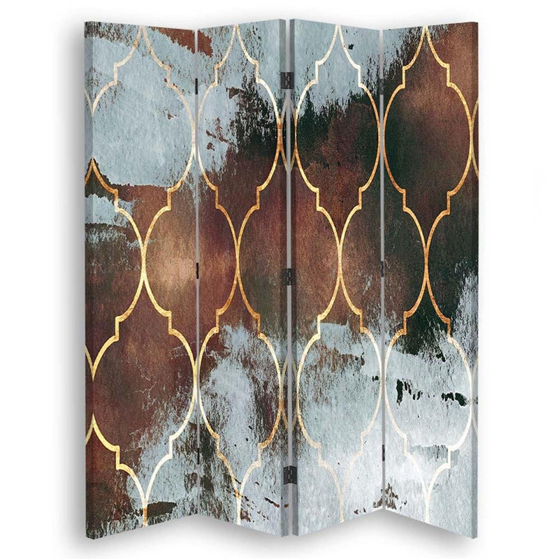 Room divider Double-sided rotatable, Moroccan clover in browns
