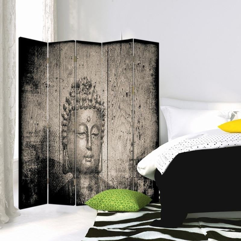 Room divider Double-sided, Image of Buddha in gray