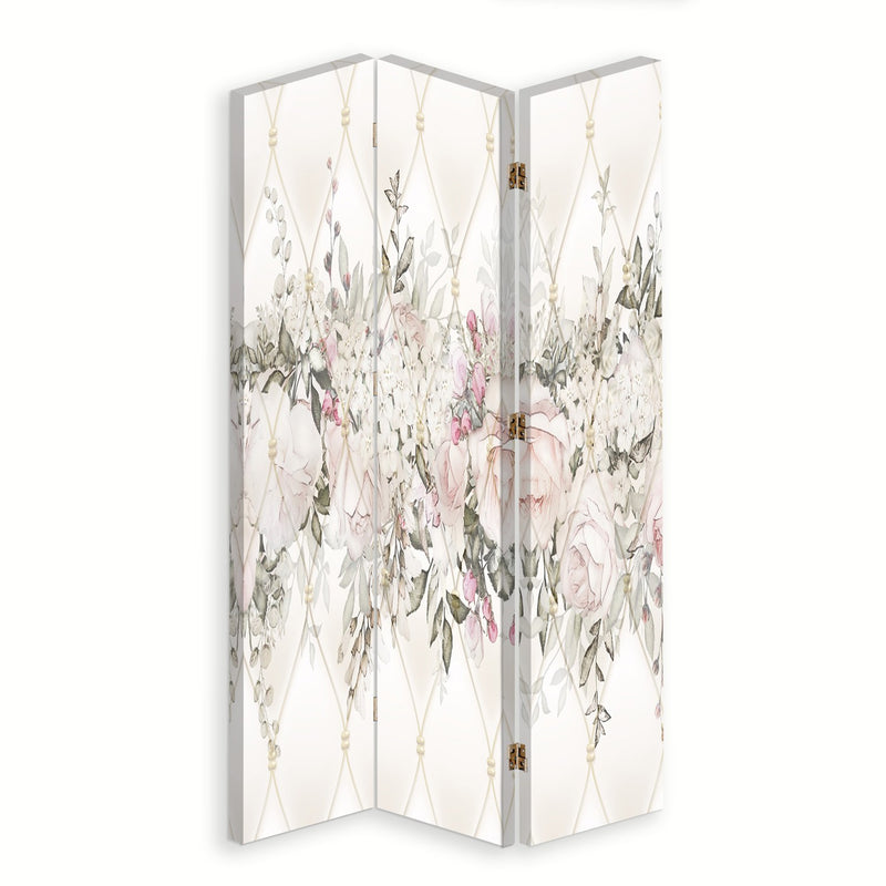 Room divider Double-sided rotatable, Pastel flowers