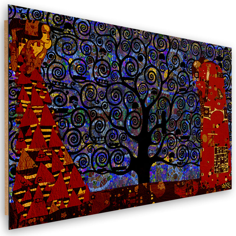 Deco panel print, Blue Tree of Life abstract
