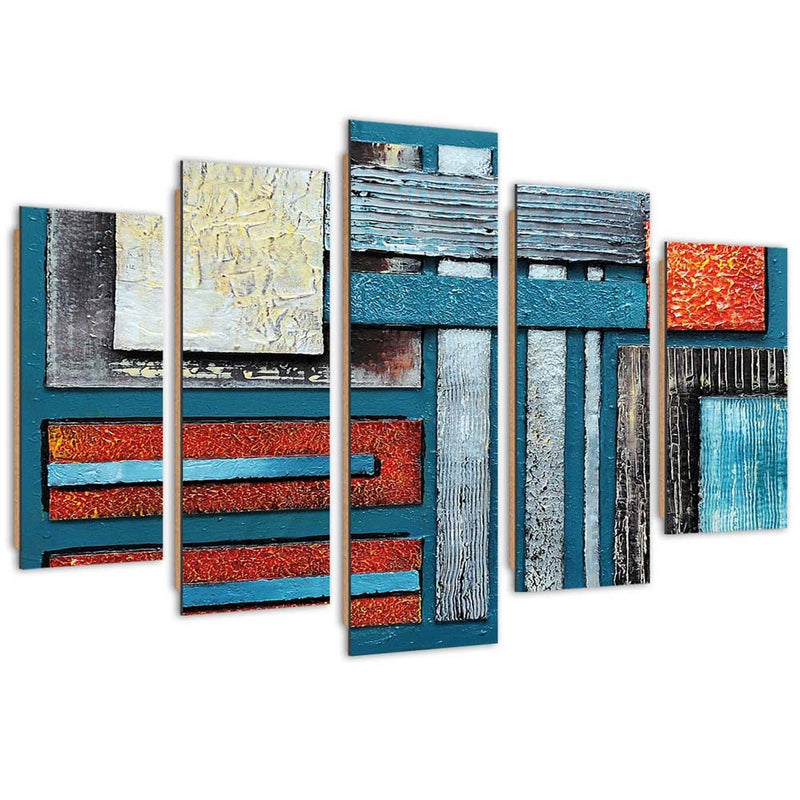 Five piece picture deco panel, Composition with blue