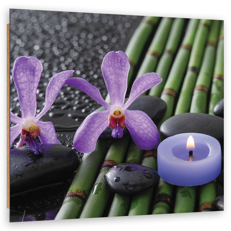 Panel decorativo con estampado, vela Zen Spa con flores de bambú