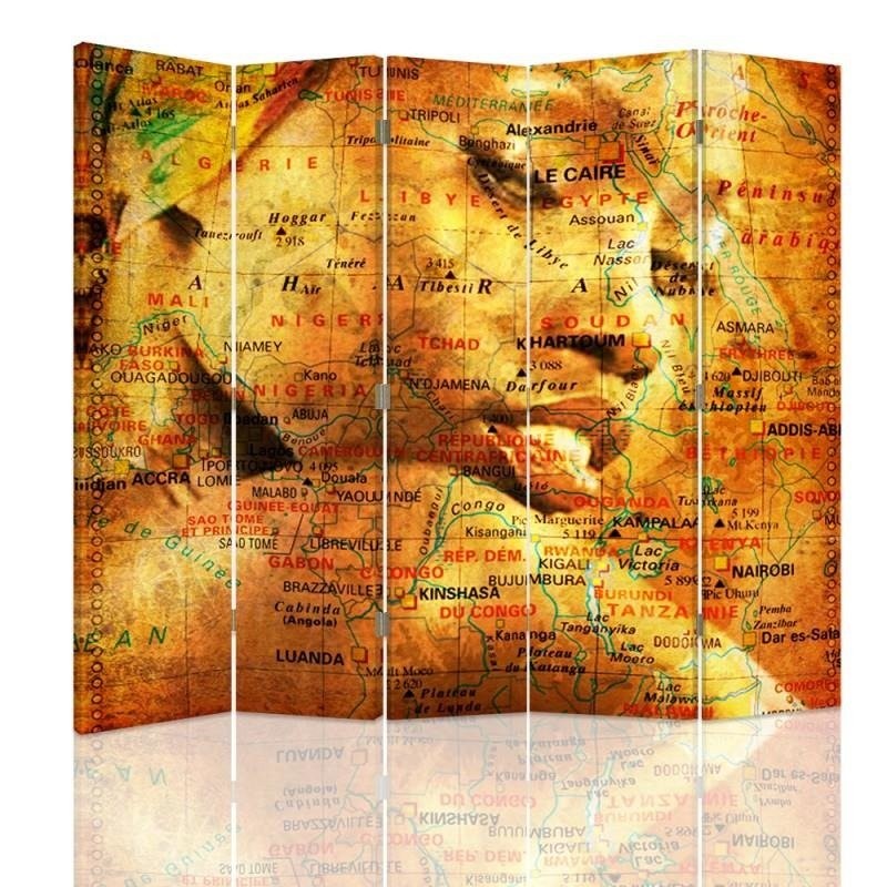 Room divider Double-sided, Map with portrait of woman