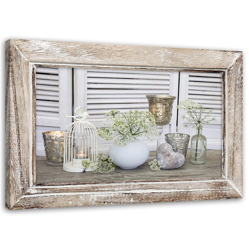 Canvas print, Still life in a rustic wooden frame