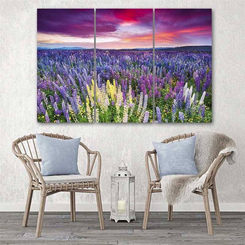 Three piece picture deco panel, Meadow in bloom