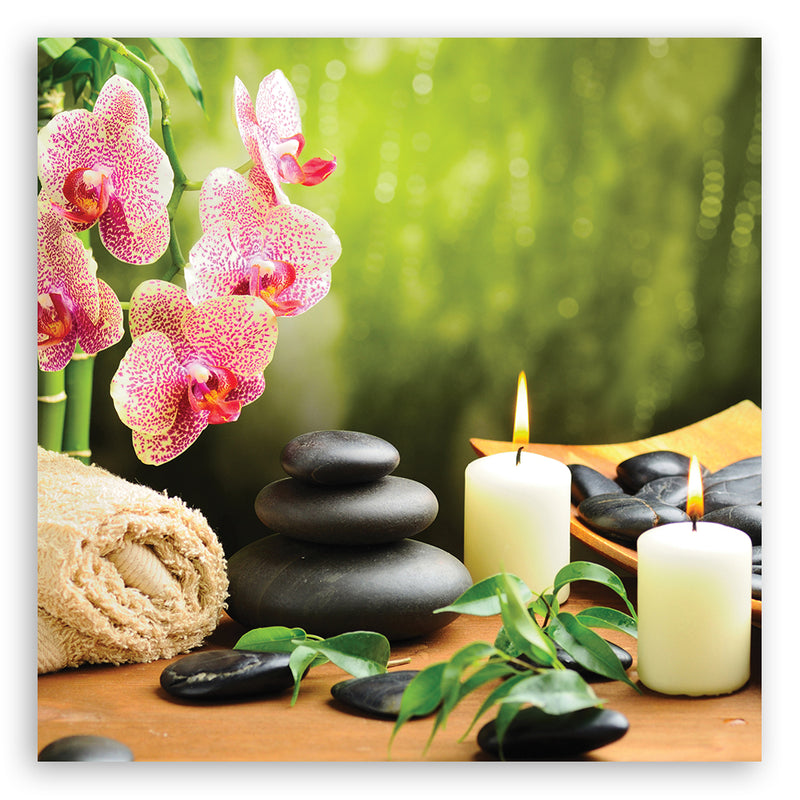 Canvas print, Orchid candles and zen stones