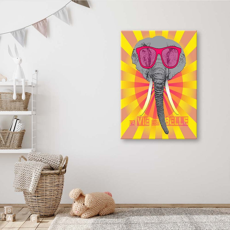 Canvas print, Elephant with glasses