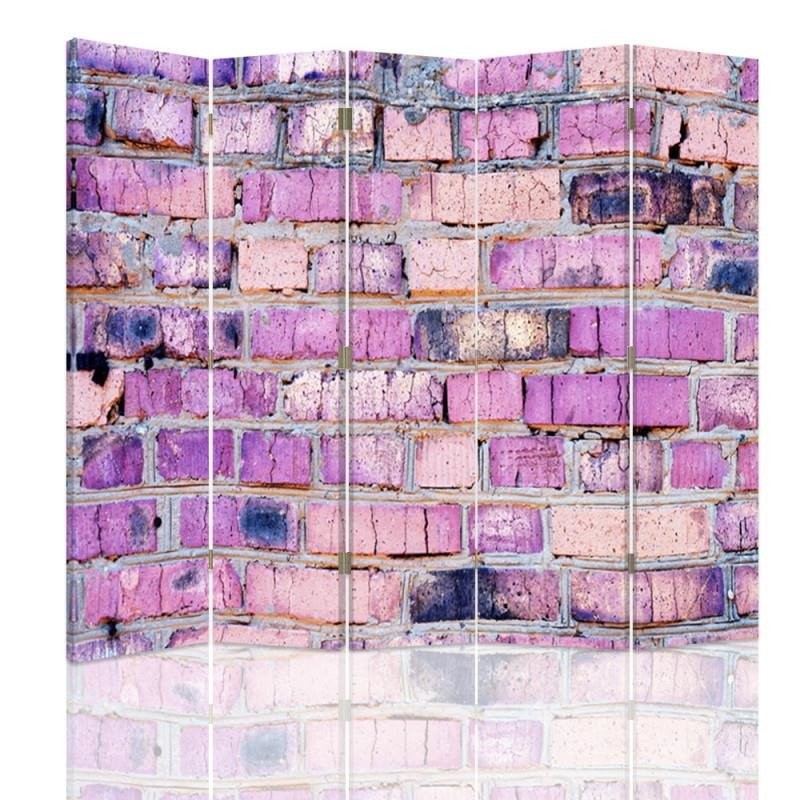 Room divider Double-sided, Brick wall in pink