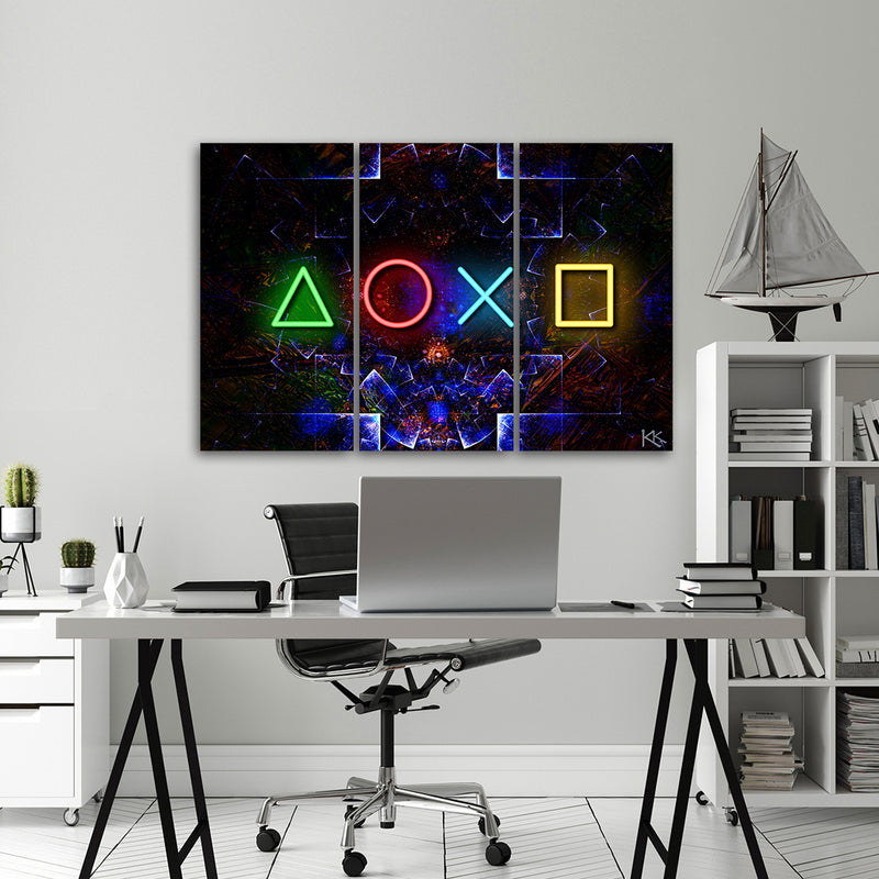 Three piece picture canvas print, Game Console