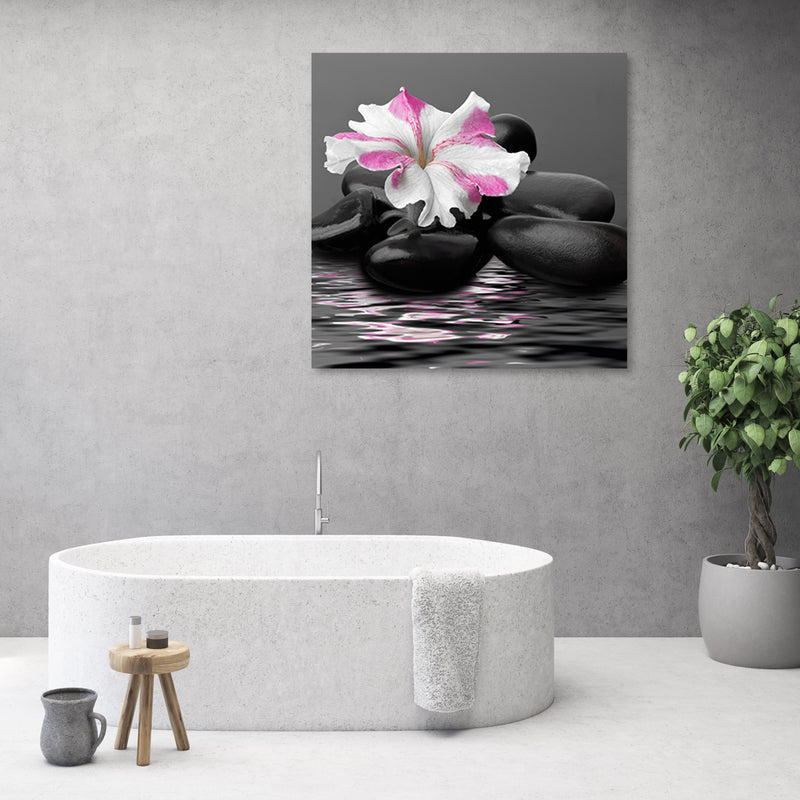 Canvas print, Stones Pink Flower Zen