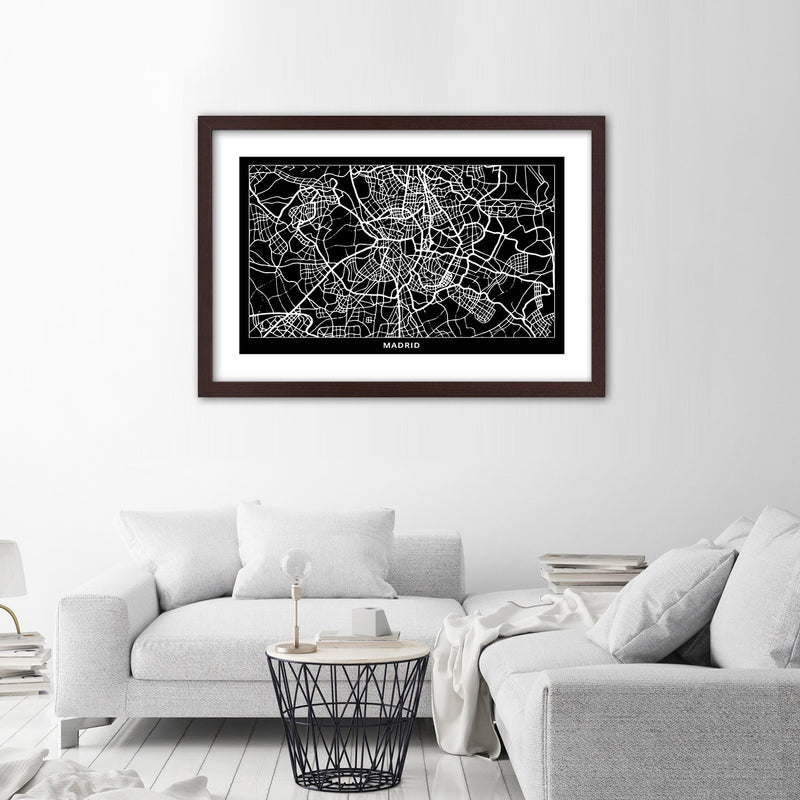 Picture in brown frame, City plan madrid