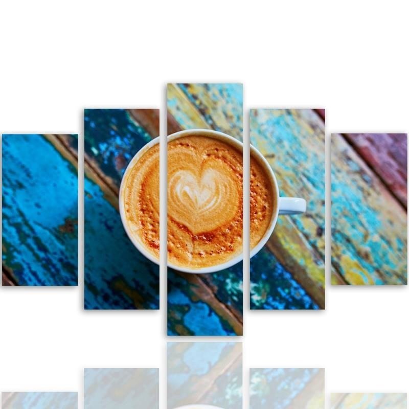 Five piece picture canvas print, Coffee 2