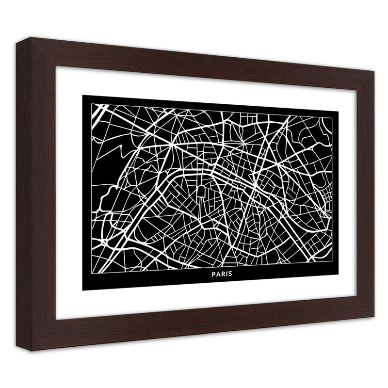 Picture in brown frame, City plan paris