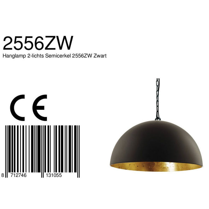 Pendant Semicircel metal gold E27 2 lamps