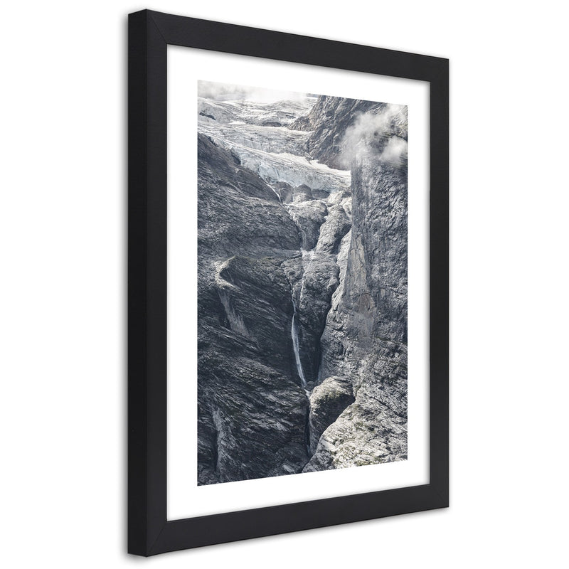 Picture in black frame, View on the rocks